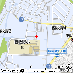 大阪府枚方市西牧野2丁目5周辺の地図