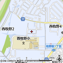 大阪府枚方市西牧野2丁目7周辺の地図
