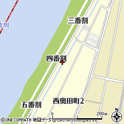 愛知県西尾市西奥田町四番割周辺の地図
