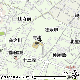 愛知県西尾市寺津町周辺の地図
