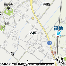 愛知県西尾市菱池町大道周辺の地図