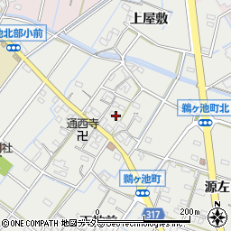 愛知県西尾市鵜ケ池町中屋敷周辺の地図