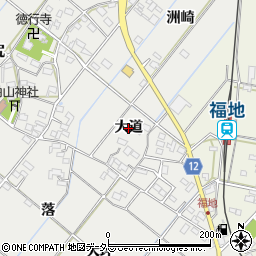 愛知県西尾市菱池町（大道）周辺の地図