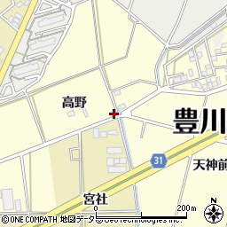 愛知県豊川市大崎町高野58周辺の地図