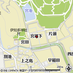 愛知県豊川市市田町宮堤下周辺の地図