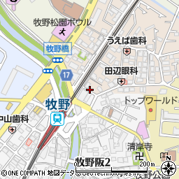 リパーク京阪牧野駅前駐車場周辺の地図
