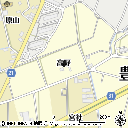 愛知県豊川市大崎町高野周辺の地図