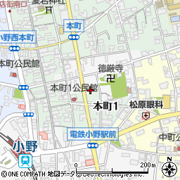 兵庫県小野市東本町408-1周辺の地図