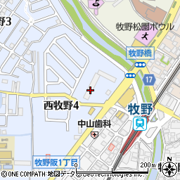 大阪府枚方市西牧野4丁目1-1周辺の地図
