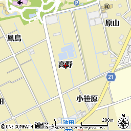 愛知県豊川市市田町高野周辺の地図