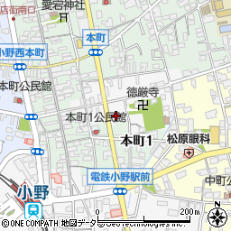 兵庫県小野市東本町408-2周辺の地図