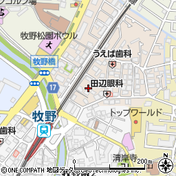 大阪府枚方市牧野下島町11周辺の地図
