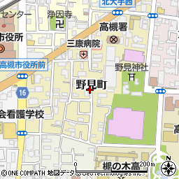 大阪府高槻市野見町周辺の地図