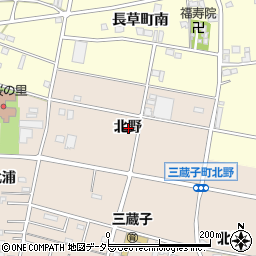 愛知県豊川市三蔵子町北野周辺の地図