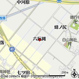 愛知県西尾市菱池町六反縄周辺の地図