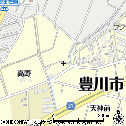 愛知県豊川市大崎町高野37周辺の地図