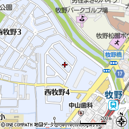 大阪府枚方市西牧野4丁目周辺の地図
