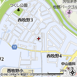 大阪府枚方市西牧野3丁目17周辺の地図