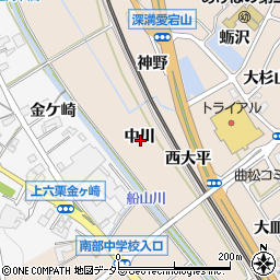 愛知県額田郡幸田町深溝中川周辺の地図