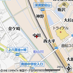 愛知県幸田町（額田郡）深溝（中川）周辺の地図