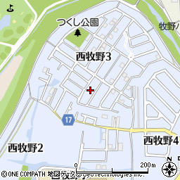 大阪府枚方市西牧野3丁目24周辺の地図