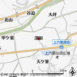 愛知県額田郡幸田町上六栗深田周辺の地図