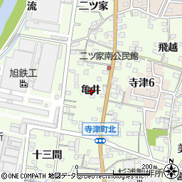 愛知県西尾市寺津町亀井周辺の地図