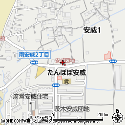 茨木安威郵便局周辺の地図
