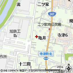 愛知県西尾市寺津町亀井22周辺の地図
