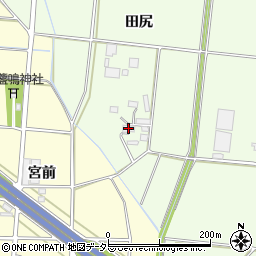 愛知県豊川市篠田町田尻周辺の地図