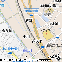 愛知県額田郡幸田町深溝上中川周辺の地図