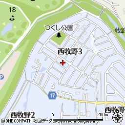 大阪府枚方市西牧野3丁目29周辺の地図