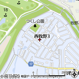 大阪府枚方市西牧野3丁目周辺の地図