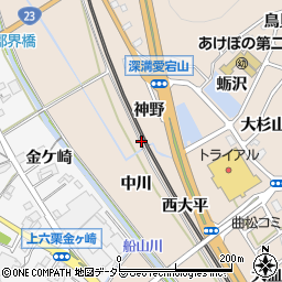 愛知県幸田町（額田郡）深溝（中々川）周辺の地図