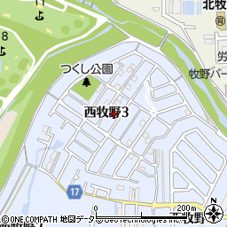 大阪府枚方市西牧野3丁目13周辺の地図