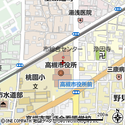 高槻市役所地下売店周辺の地図