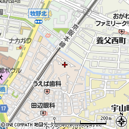 大阪府枚方市牧野下島町24周辺の地図
