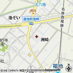 愛知県西尾市菱池町洲崎42周辺の地図