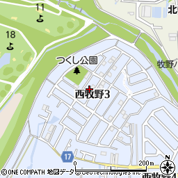 大阪府枚方市西牧野3丁目12周辺の地図