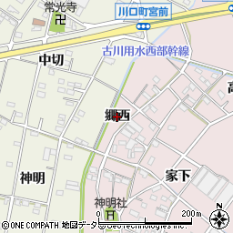 愛知県西尾市細池町（郷西）周辺の地図
