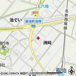 愛知県西尾市菱池町洲崎41周辺の地図