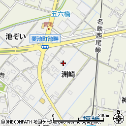 愛知県西尾市菱池町洲崎39周辺の地図
