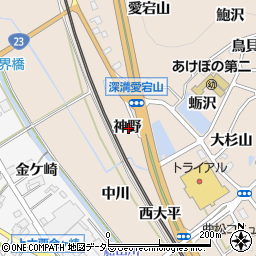 愛知県額田郡幸田町深溝神野周辺の地図