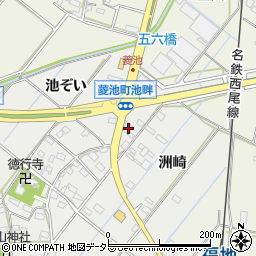 愛知県西尾市菱池町洲崎47周辺の地図