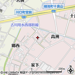 愛知県西尾市細池町高洲54周辺の地図