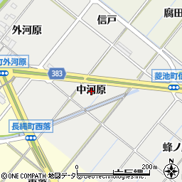 愛知県西尾市菱池町中河原周辺の地図