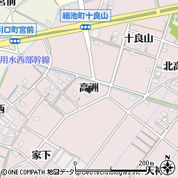 愛知県西尾市細池町高洲周辺の地図