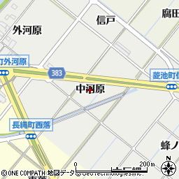愛知県西尾市菱池町（中河原）周辺の地図