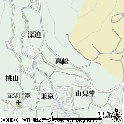 愛知県蒲郡市神ノ郷町高松周辺の地図