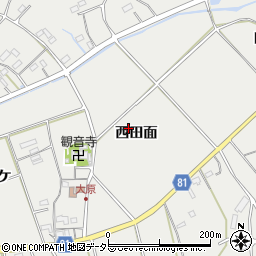 愛知県新城市富岡西田面周辺の地図